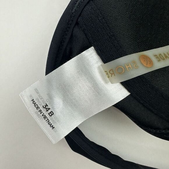 Shade & Shore Black Halter Bikini Top Underwire Tie Thin Strap Size 34B - Picture 5 of 6